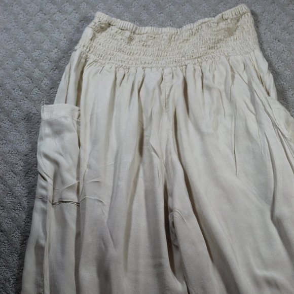 Island Planet Size S Loose Beige Smocked Waist Pants - Picture 1 of 6